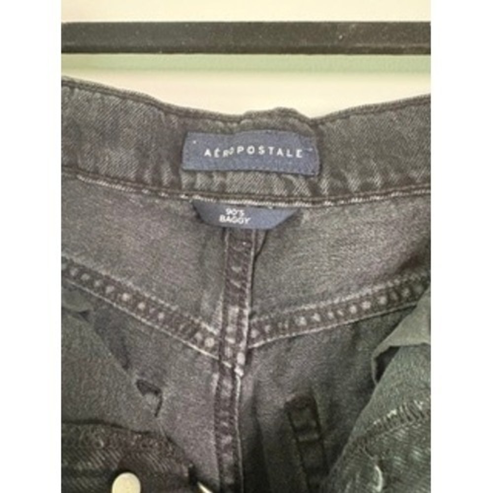 Aeropostale Black Denim 90's Baggy Jeans Women's Size 2 High Rise Y2K - Picture 2 of 7